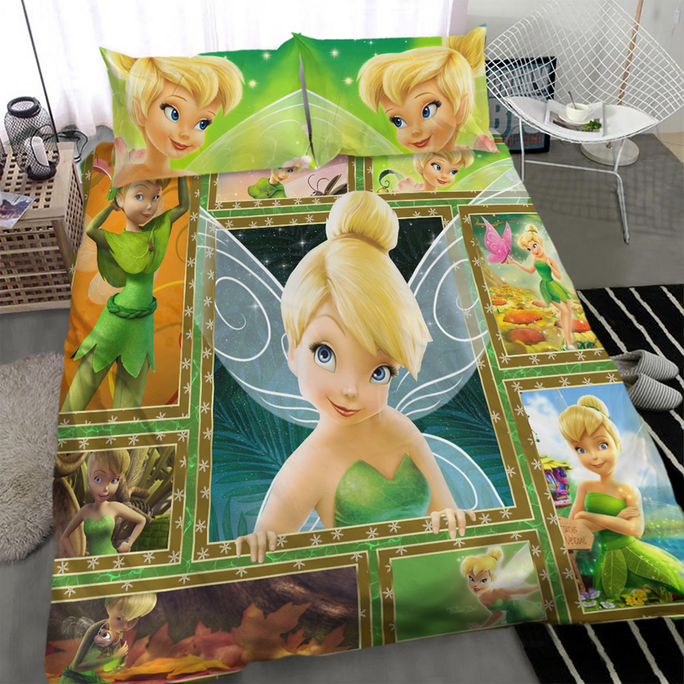 Tinker Bell Bedding Set DN Tinker Bell Fairy Elf Scenes Pattern Duvet Covers