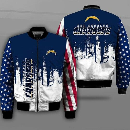 Los Angeles Chargers Blue White Bomber Jacket V4
