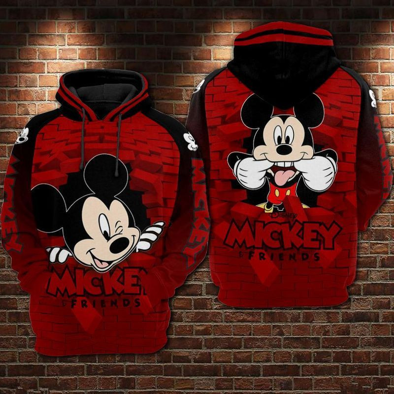Mickey Breaking Bricks Wall Over Print 3d Hoodie Zip Hoodie