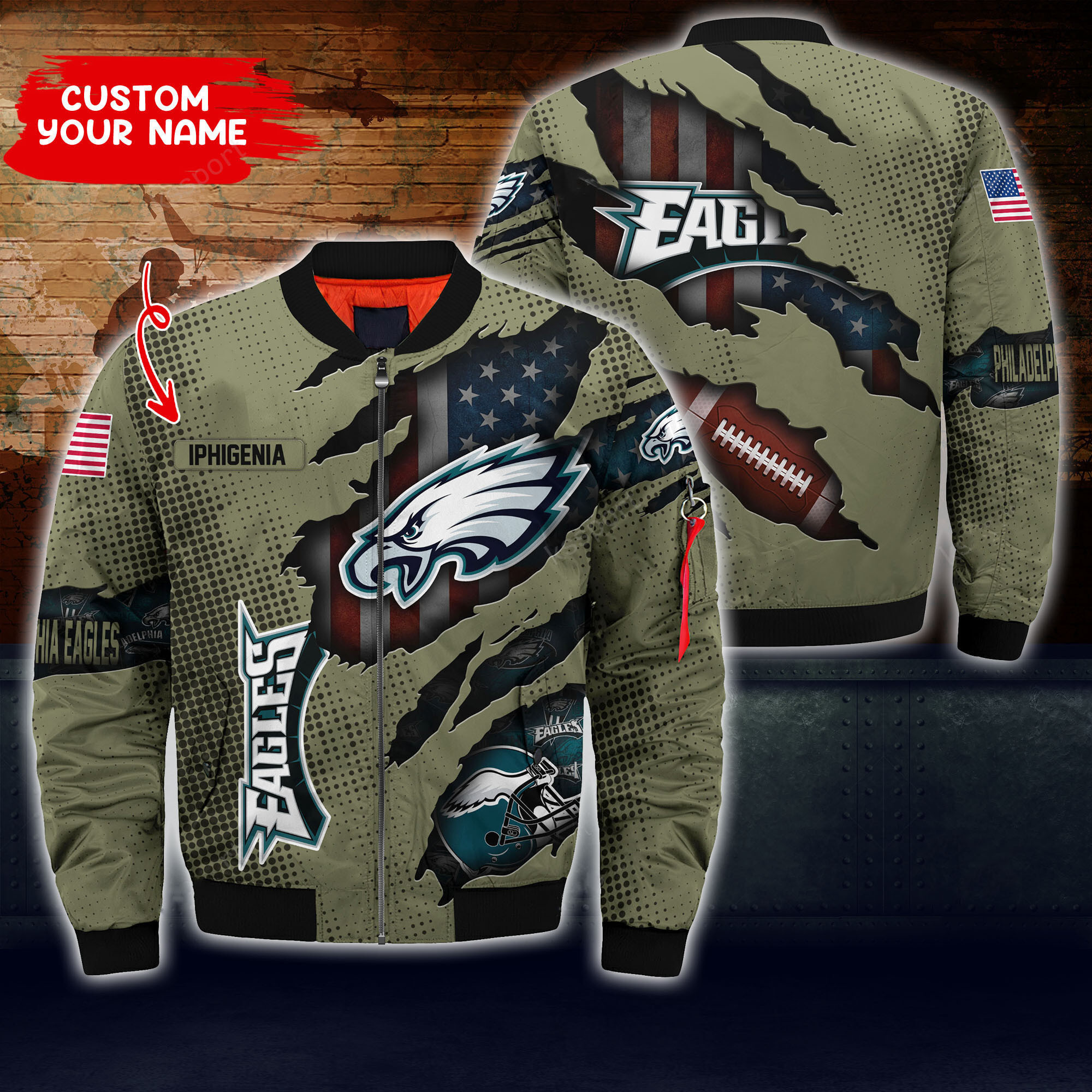 Philadelphia Eagles Personalized Thick Bomber Jacket CS64