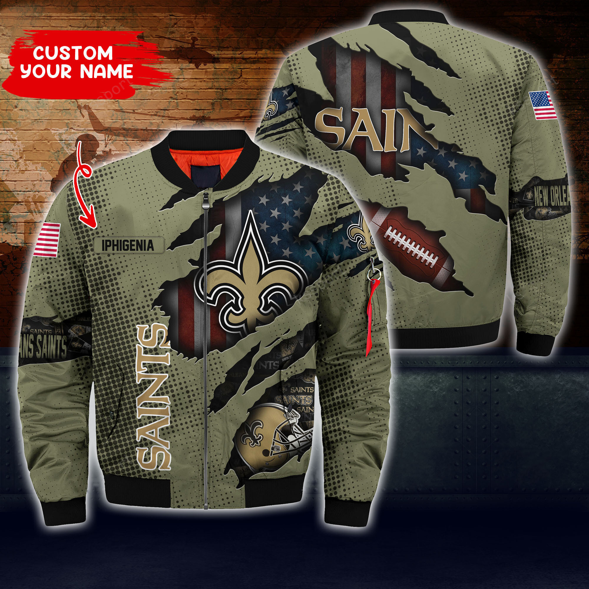 New Orleans Saints Personalized Thick Bomber Jacket CS60