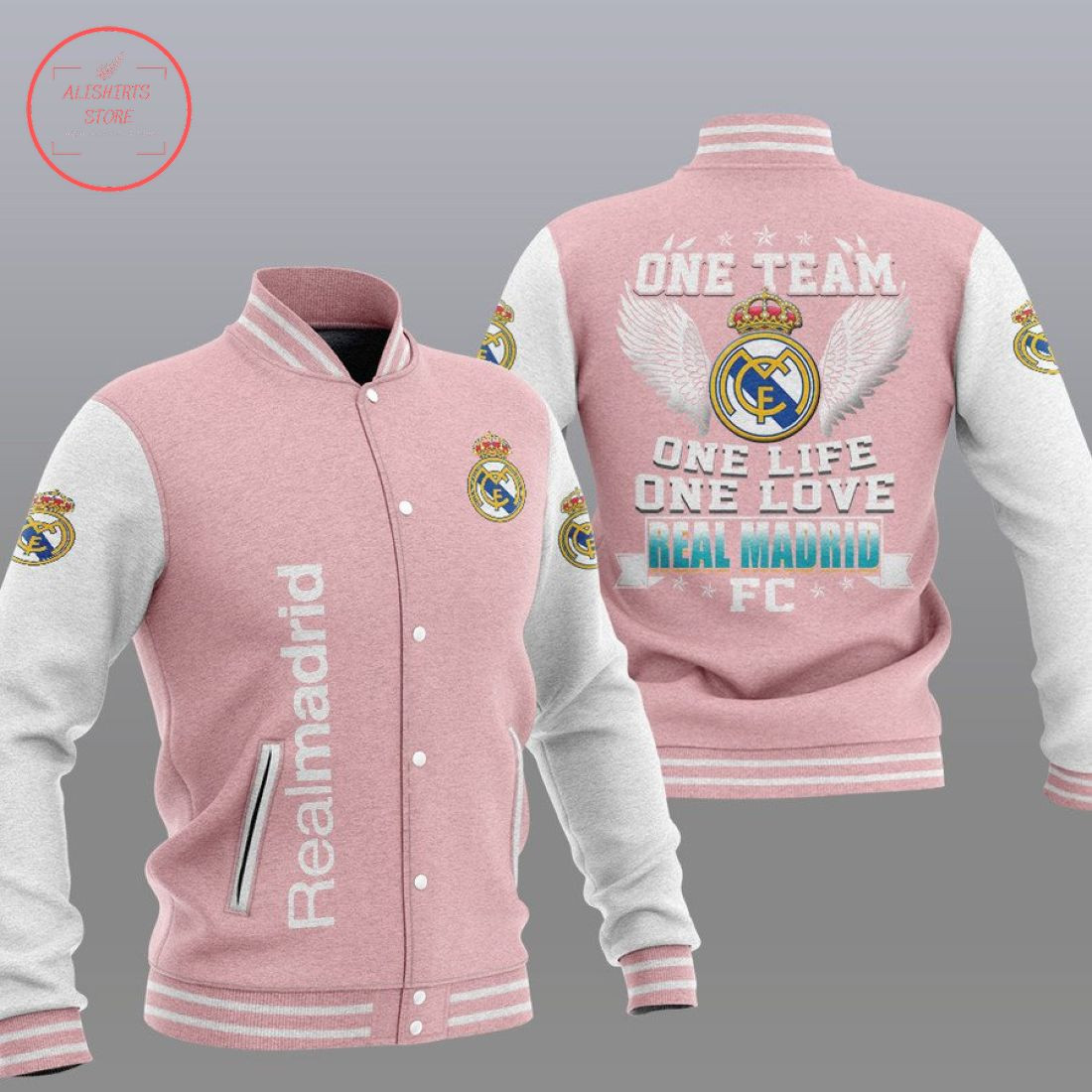 Real Madrid Pink One Team Baseball Jacket