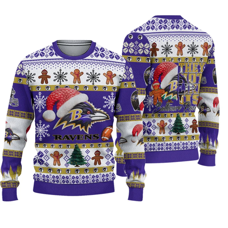 2025 Ravens Santa They Not Like Us Ugly Christmas Sweater
