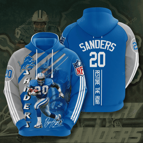 Detroit Lions Barry Sanders 3D All Over Print Hoodie & Zip Hoodie