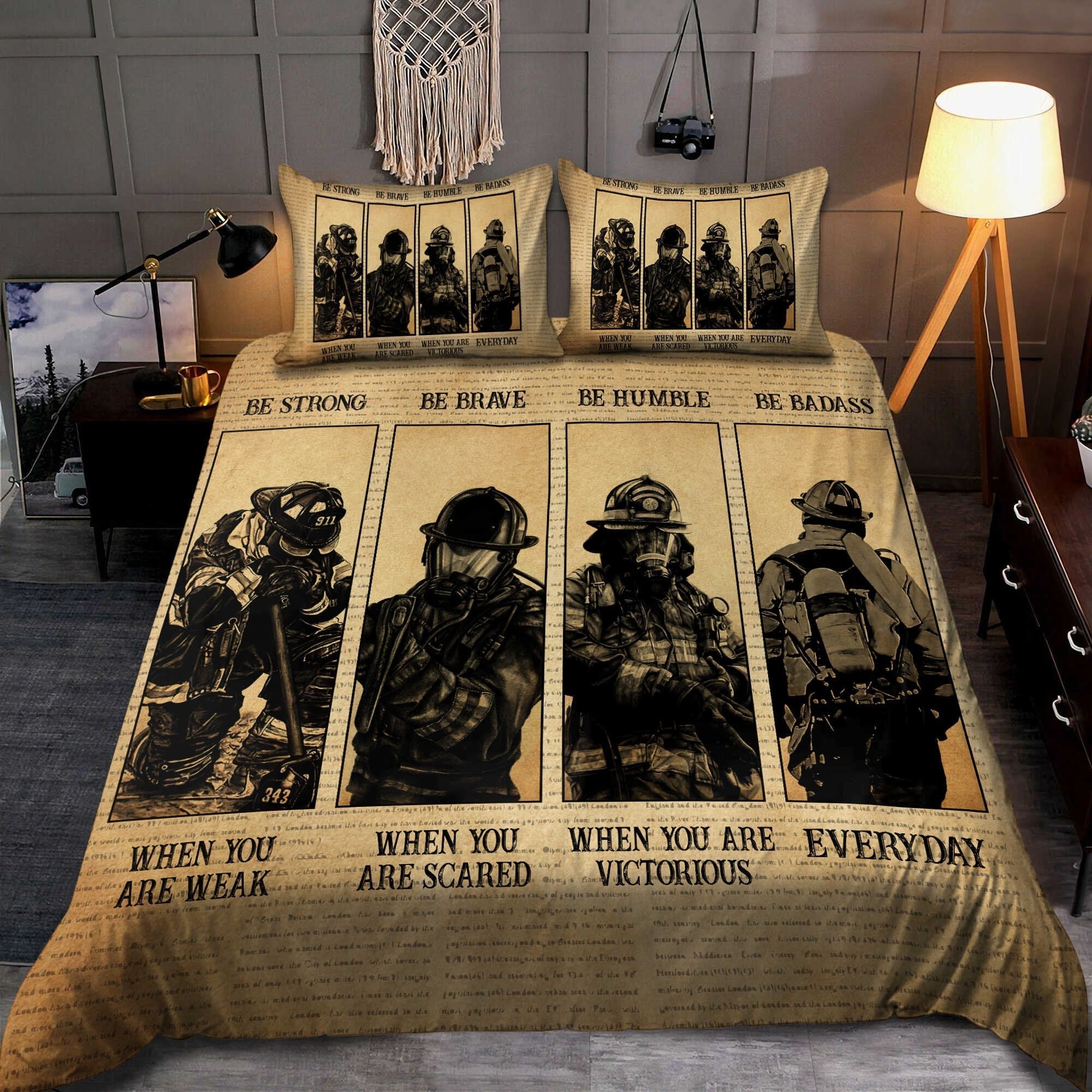 Firefighter Bedding Set Firefighter Be Strong Be Brave Duvet Covers
