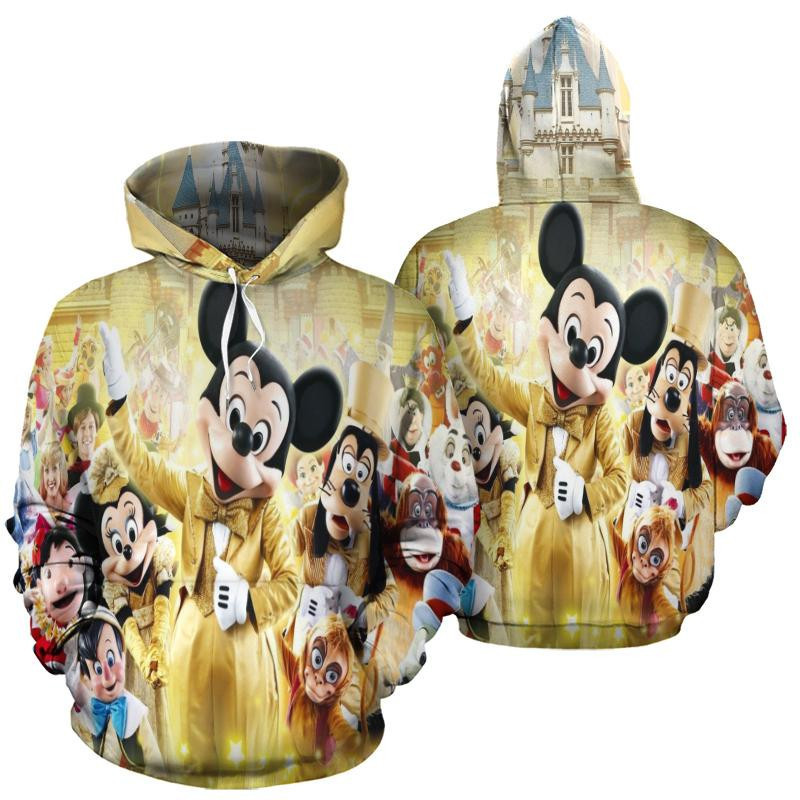 Mickey Gold Disney Land 3D All Over Print Hoodie & Zip Hoodie