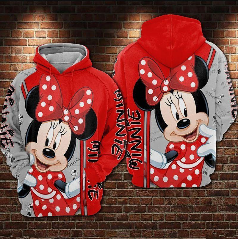 Minnie Mouse, Minnie Mouse Cute Red Aop Hoodie