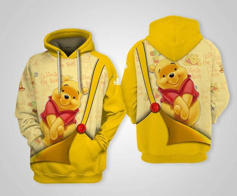 Cartoon Fan Gift, Winnie-the-pooh Fan Gift, Funny Pooh Bear All Over Print Hoodie, Zip Hoodie