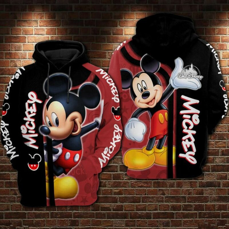 Mickey Mouse Walt 3 Over Print 3d Hoodie Zip Hoodie