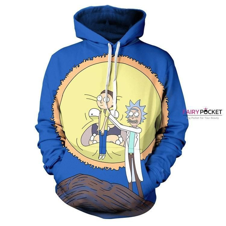 Rick and Morty Blue 3D All Over Print Hoodie & Zip Hoodie