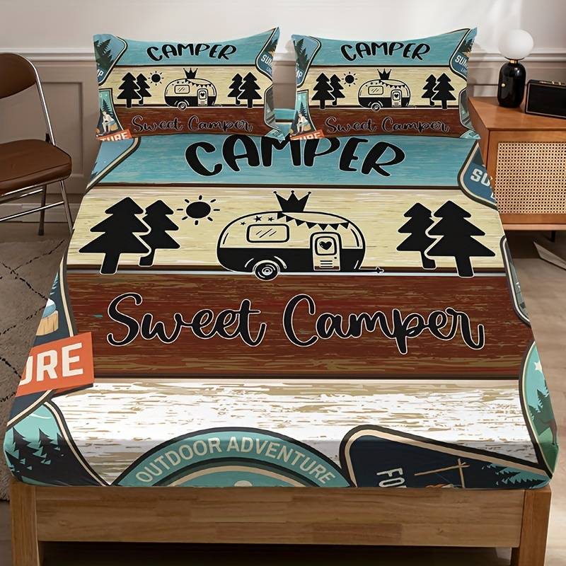 Camping Bedding Set Camper Sweet Camper Van Duvet Covers