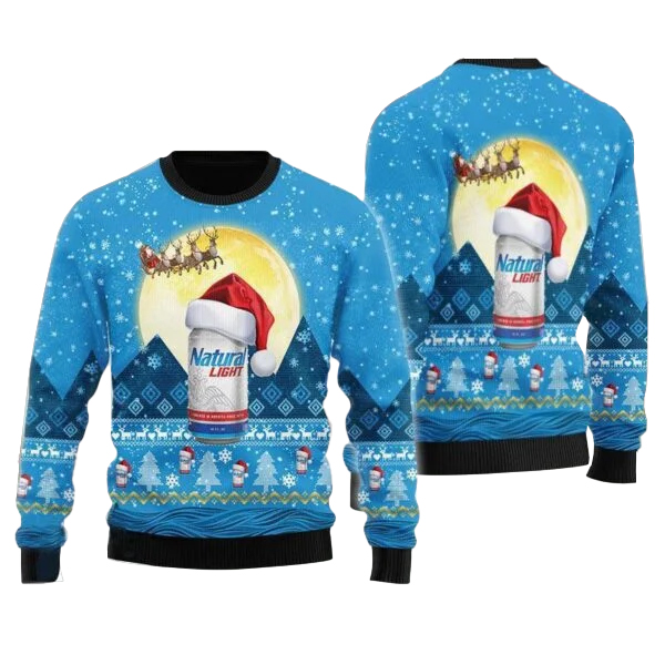 Santa Claus Sleigh Natural Light Ugly Sweater