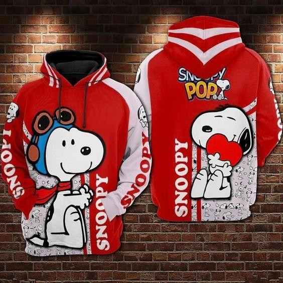 The Peanuts Snoopy Heart 118 Cartoon Graphic Outfits Aop Hoodie