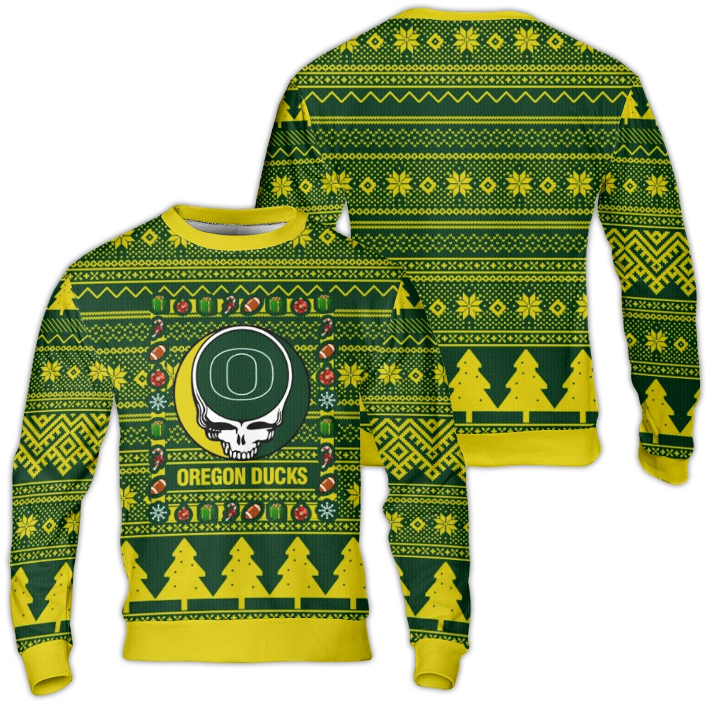 Oregon Ducks Grateful Dead Steal Ugly Christmas Sweater 2025