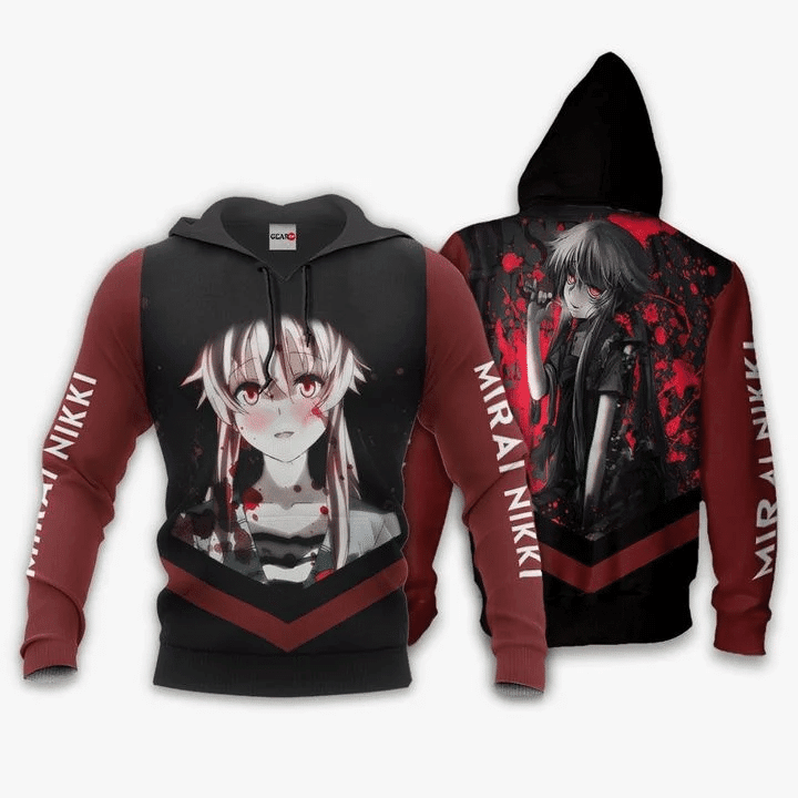 Yuno Gasai Future Diary Mirai Nikki 3d Hoodie Zip Hoodie