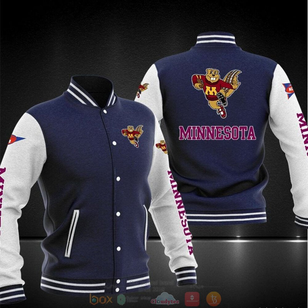 Minnesota Golden Gophers Dark Blue White Baseball Jacket