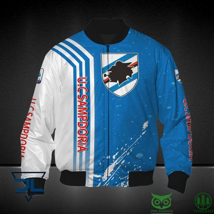 UC Sampdoria Blue White Bomber Jacket V1