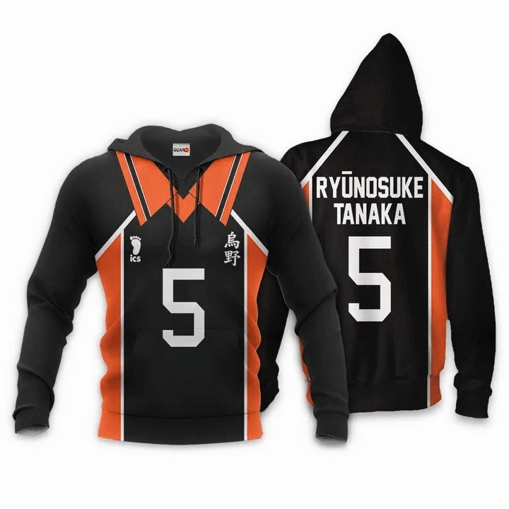 Karasuno Ryunosuke Tanaka Haikyuu Number 5 3d Hoodie Zip Hoodie