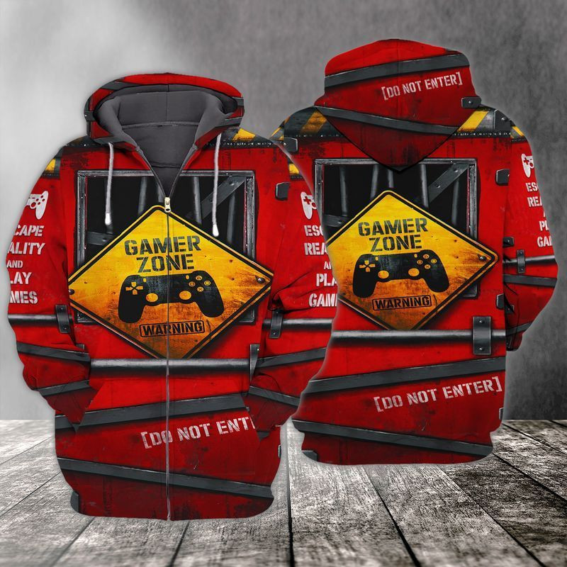 Gamer Zone Do Not Enter  3d Hoodie Zip Hoodie