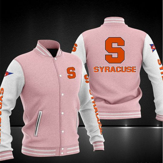 Syracuse Orange Pink White Baseball Jacket