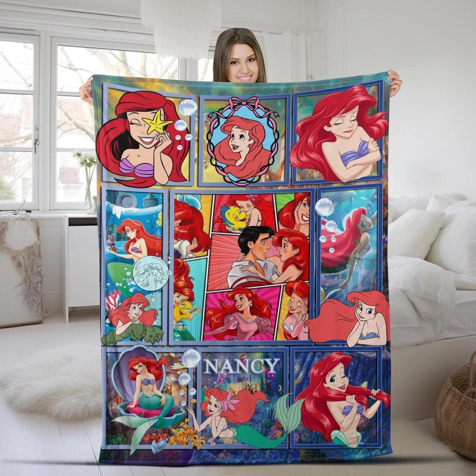 Personalization Ariel Mermaid Fleece Sherpa Blanket