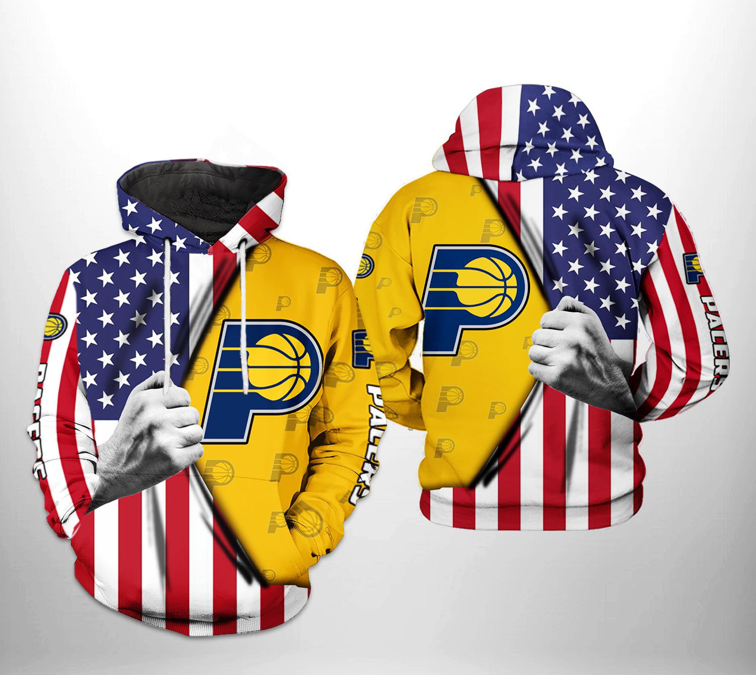 Indiana Pacers US Flag Team 3D All Over Print Hoodie & Zip Hoodie