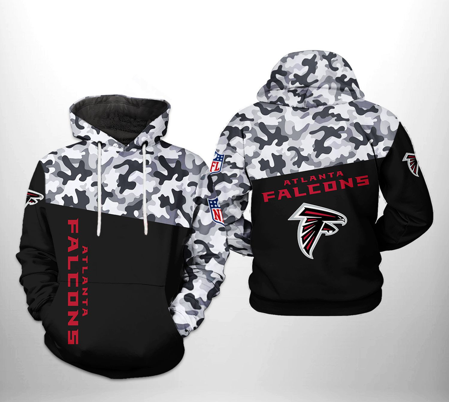 Atlanta Falcons Camo Veteran Team 3D All Over Print Hoodie & Zip Hoodie