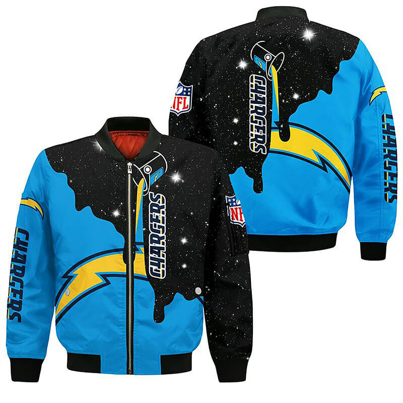 Los Angeles Chargers Blue Black Bomber Jacket V11