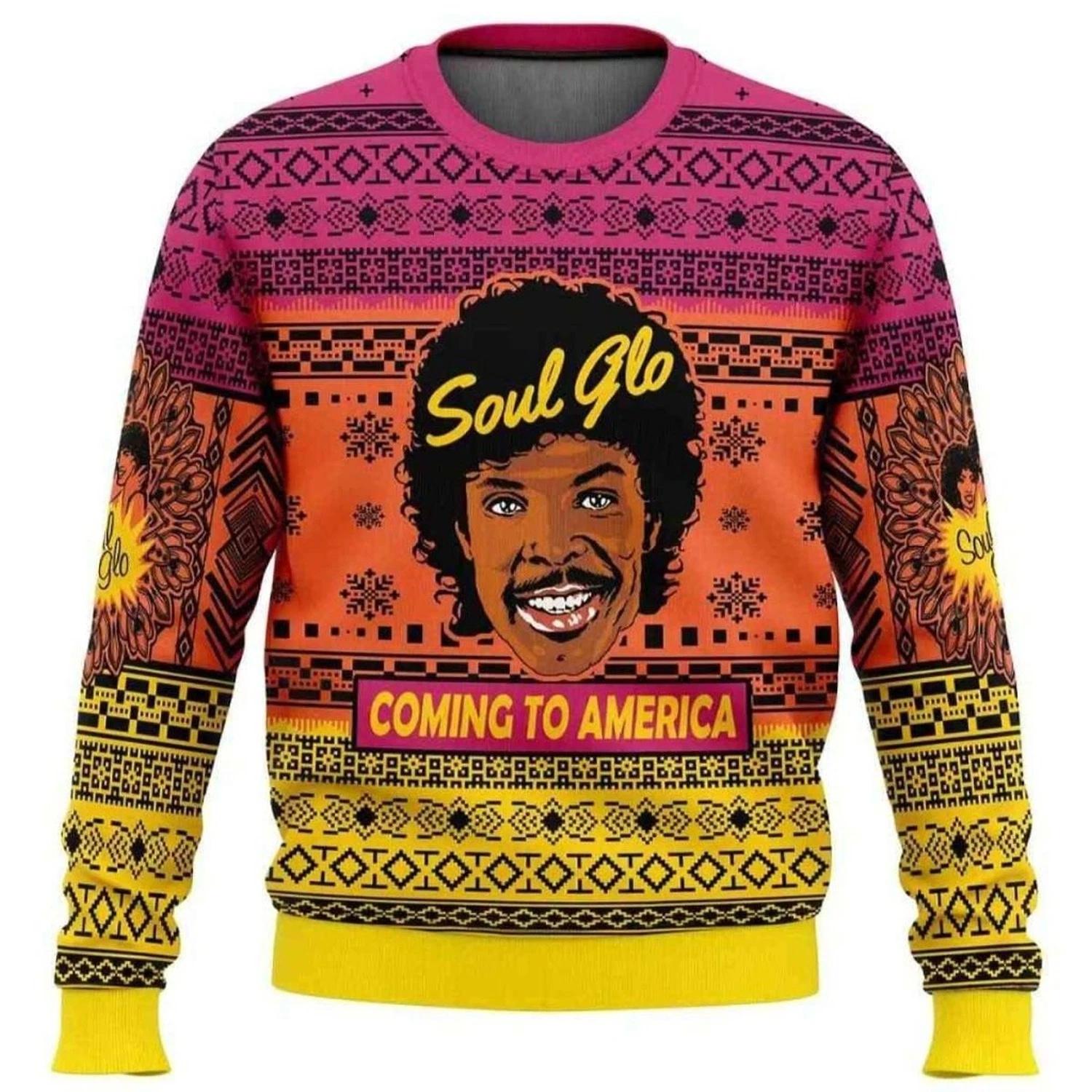 Soul Glo Coming to America Ugly Christmas Sweater