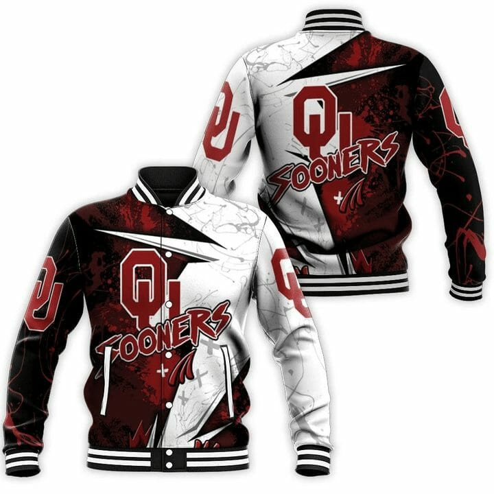 Oklahoma Sooners Crimson White Baseball Jacket