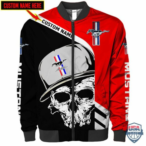 Ford Mustang Skull Cap Custom Name Bomber Jacket 203