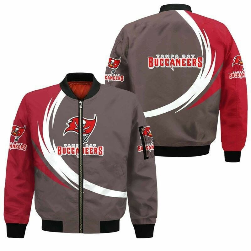 Tampa Bay Buccaneers Grey Red Bomber Jacket V3