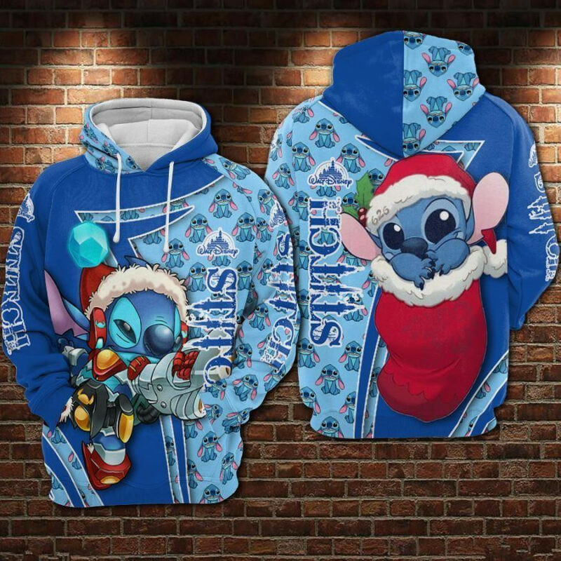 Christmas Cute Santa Stitch Logo Blue 3d Hoodie Zip Hoodie