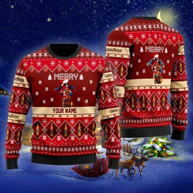 Personalized Captain Morgan Merry Ugly Christmas Sweater