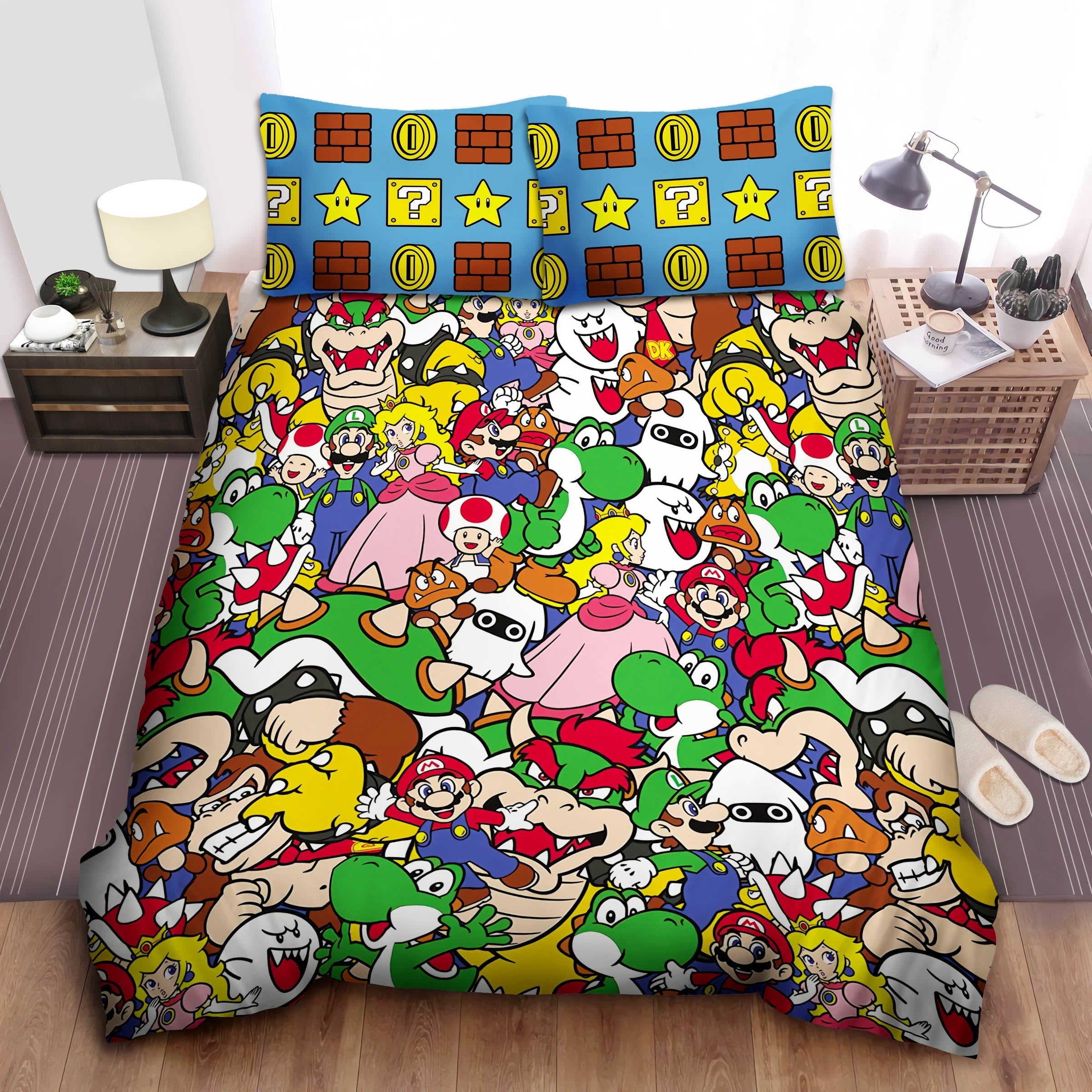 Mario Bedding Set Super Mario All Characters Pattern Duvet Covers