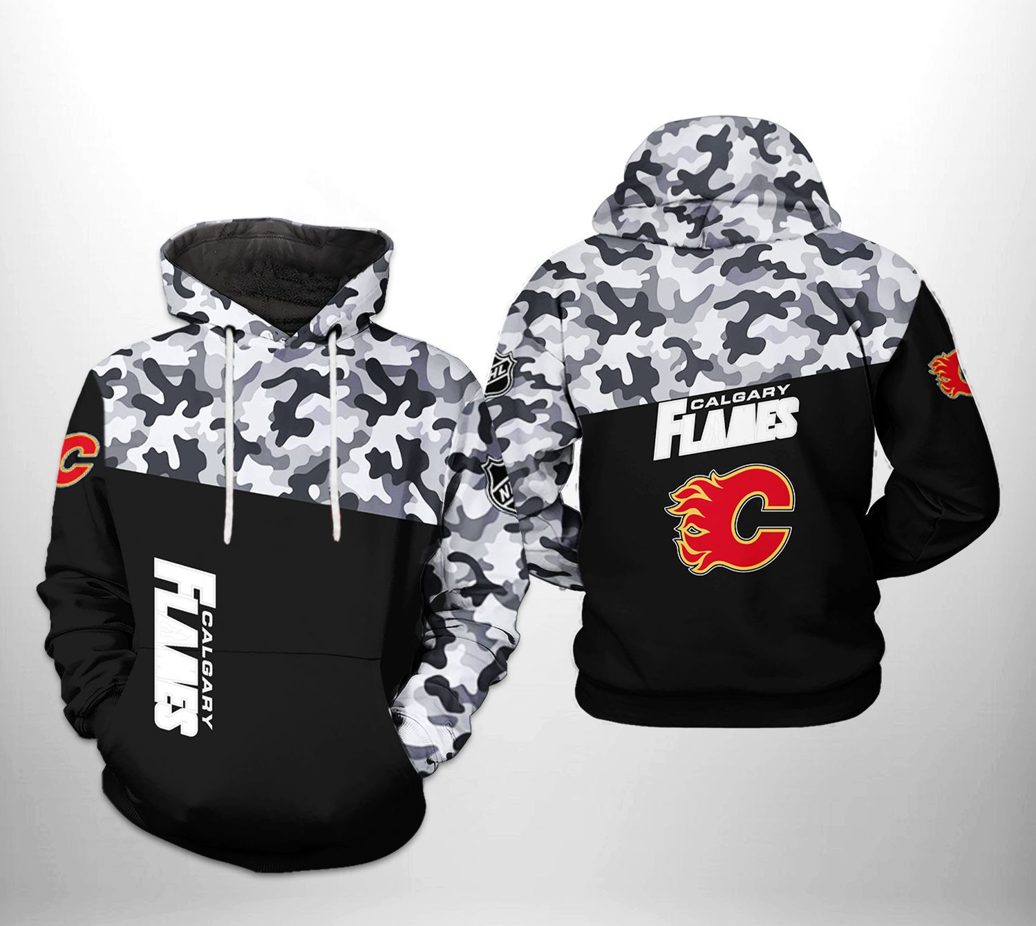 Calgary Flames Camo Veteran 3D All Over Print Hoodie & Zip Hoodie