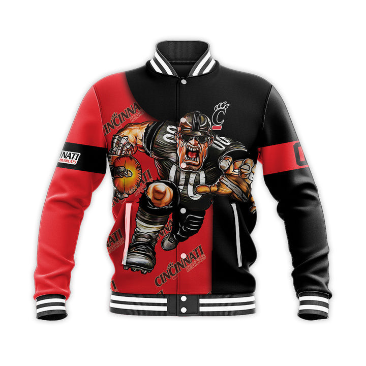 Cincinnati Bearcats Custom Number Red Black Baseball Jacket