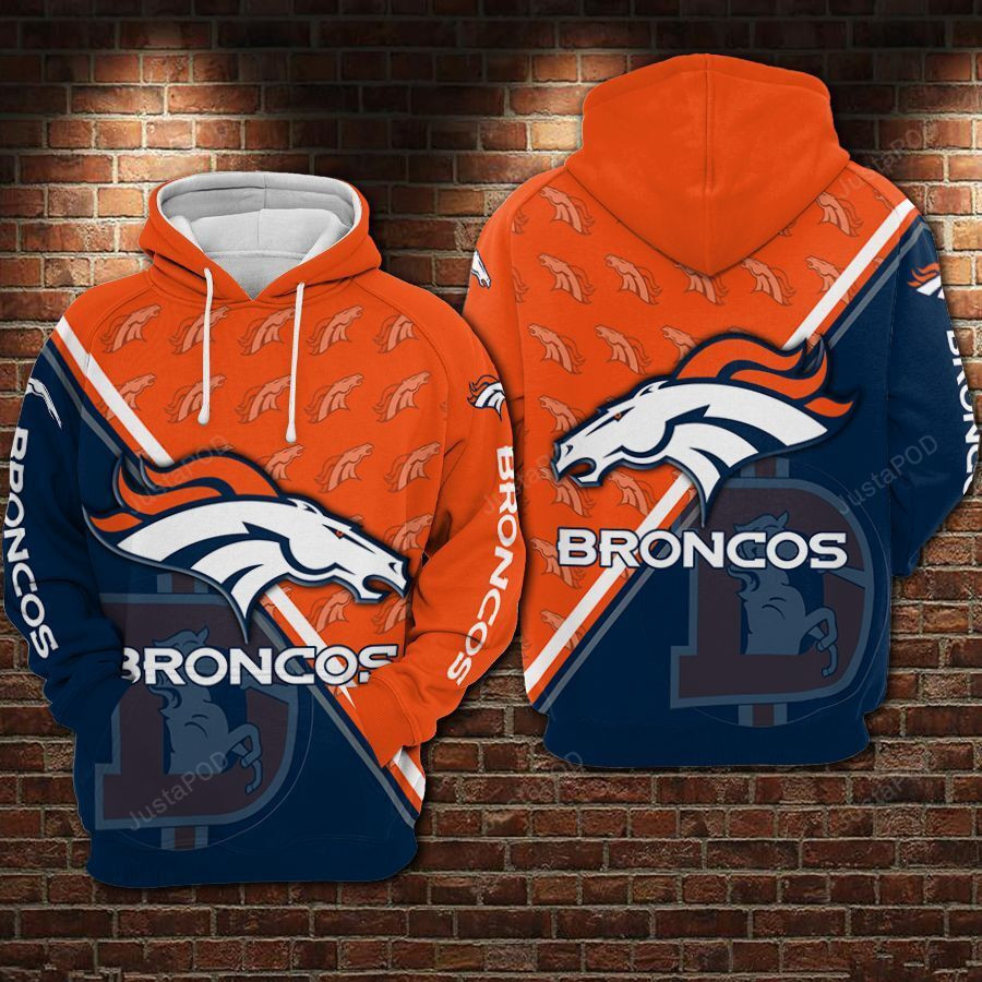 Denver Broncos Football Big Logo 3D All Over Print Hoodie & Zip Hoodie