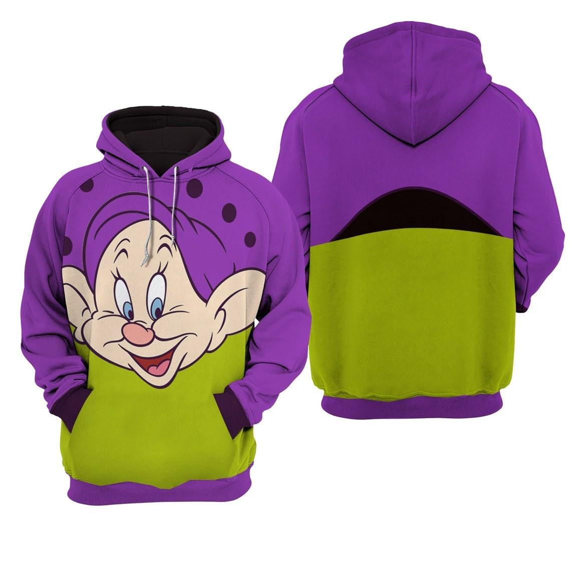 Giant Dopey Dwarf Head Fan Gift, Cartoon Graphic Outfits Aop Hoodie