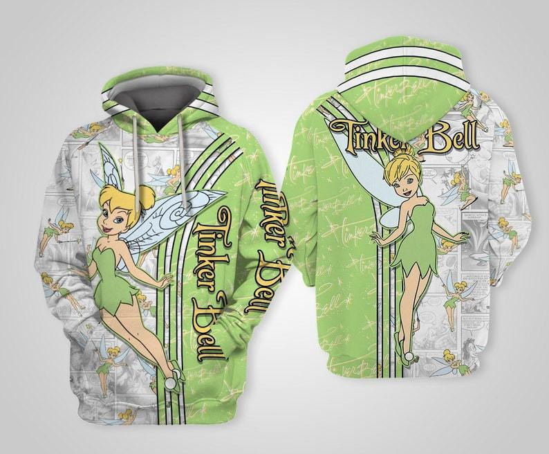 Tinker Bell Green Cross Comic Book Patterns All Over Print Hoodie, Zip Hoodie