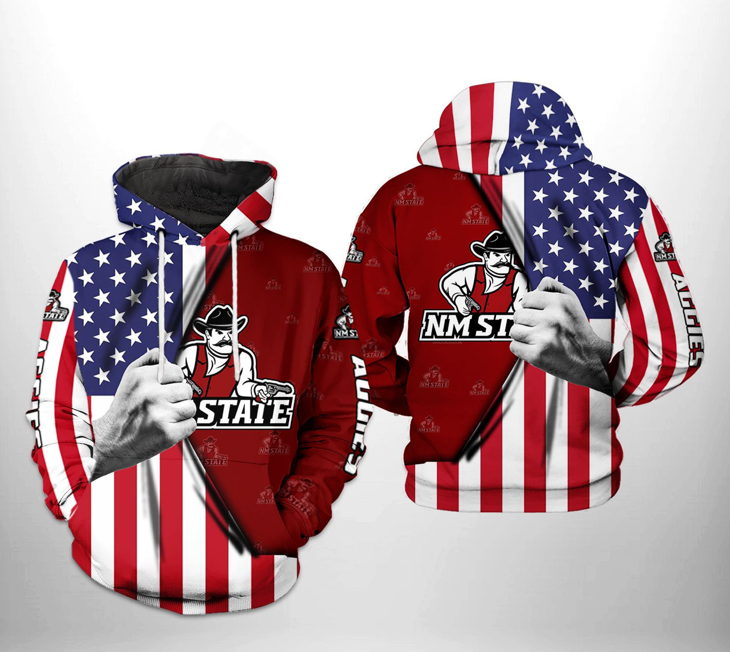 New Mexico State Aggies US Flag 3D All Over Print Hoodie & Zip Hoodie