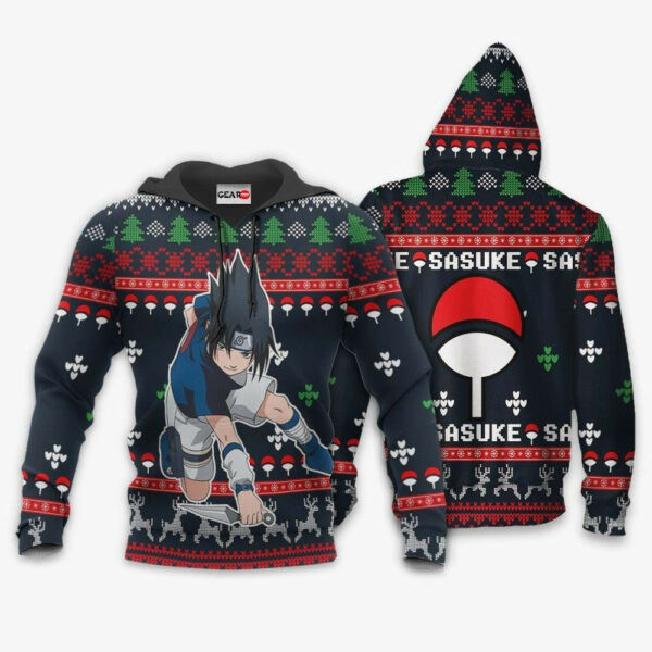 Uchiha Sasuke Naruto Christmas Naruto Anime 1k461 Cartoon Graphic Outfits Aop 3d Hoodie, Zip Hoodie 2306