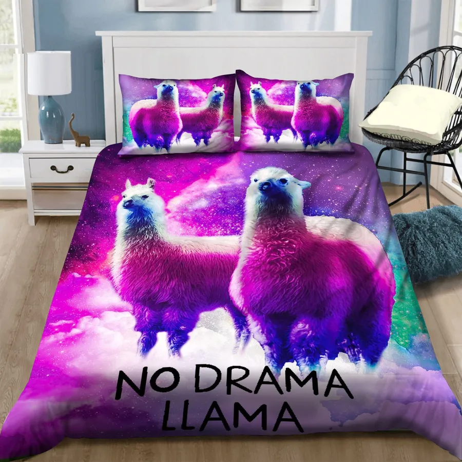 Llama Bedding Set No Drama Llama Galaxy Duvet Covers Purple