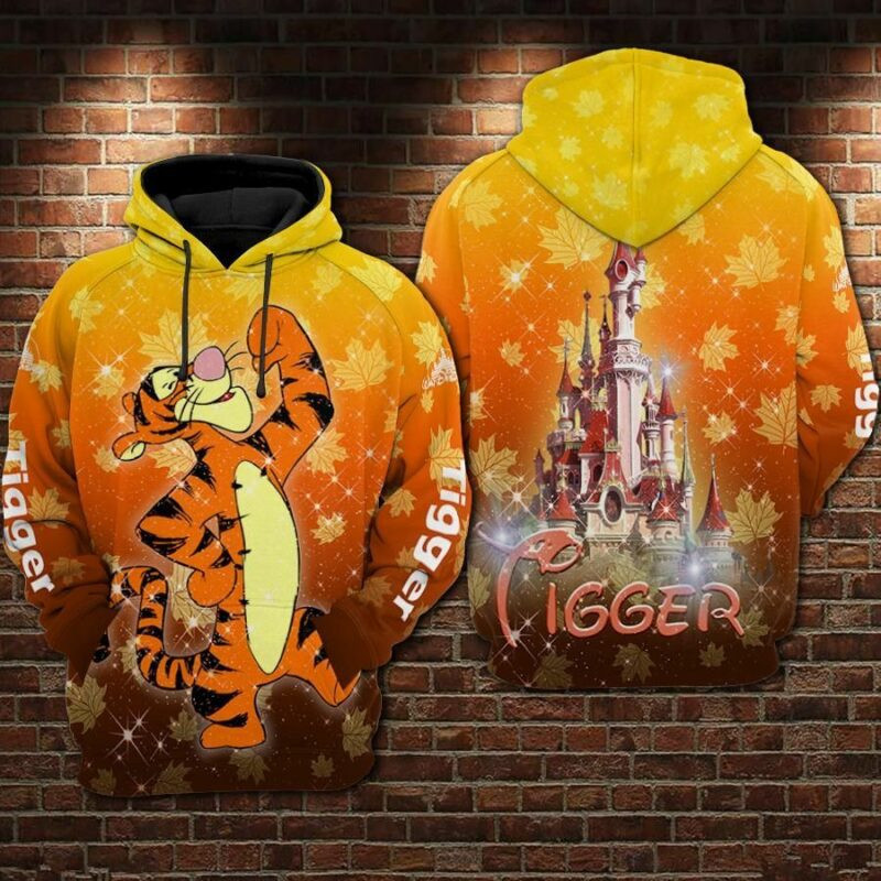 Tigger Cartoon Winnie The Pooh Disneyland 1 Over Print 3d Hoodie Zip Hoodie