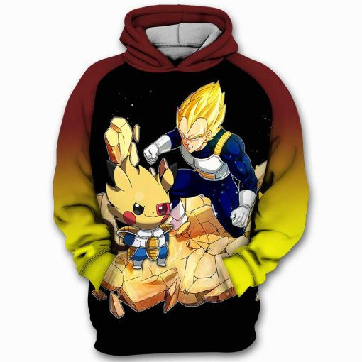 Vegeta Pikachu Pokemon Dragon Ball Z 3D All Over Print Hoodie & Zip Hoodie