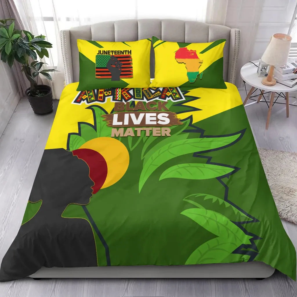 Africa Americans Bedding Set African Pride BLM Leaves Pattern Duvet Covers