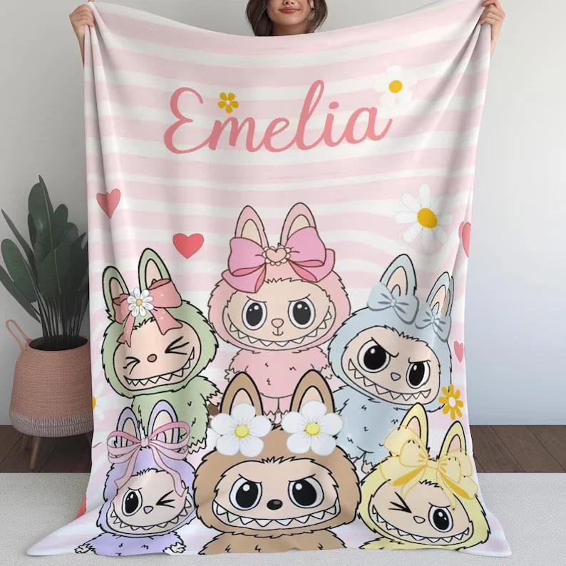 Cute Monsters Fleece Sherpa Blanket