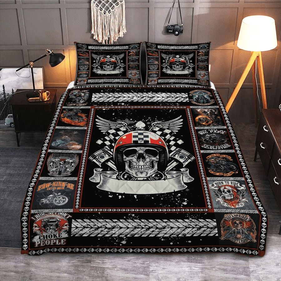 Motorcycle Bedding Set Motorcycle Skull Biker Pattern Duvet Covers