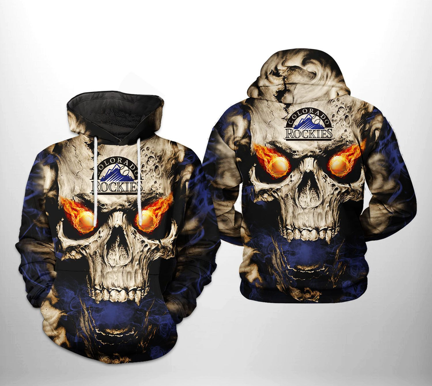 Colorado Rockies MLB Skull 3D All Over Print Hoodie & Zip Hoodie