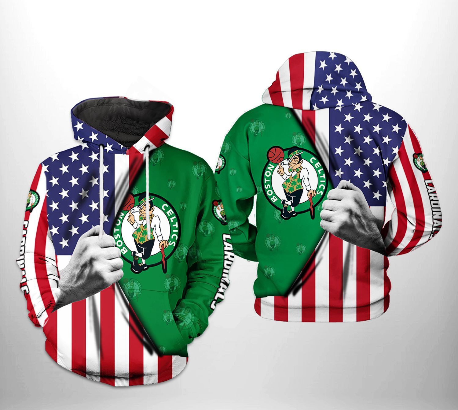 Boston Celtics US Flag Team 3D All Over Print Hoodie & Zip Hoodie